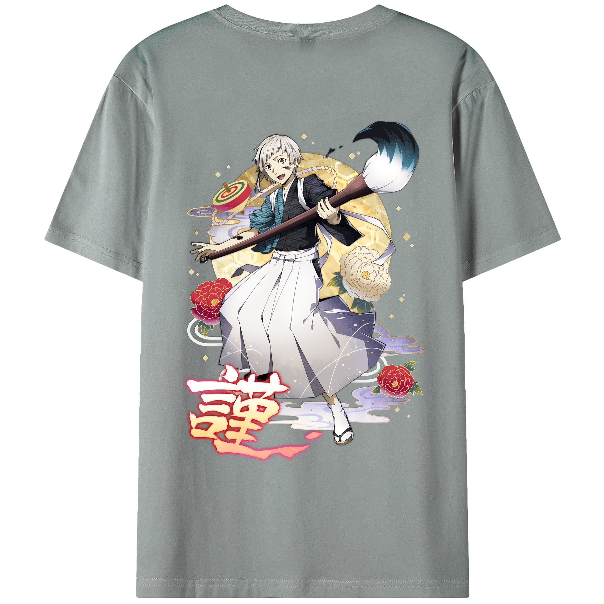 （画像用） 文豪ストレイドッグス Bungo Stray Dogs 綿100％ メンズ半袖Tシャツ（バックプリント） 通気性